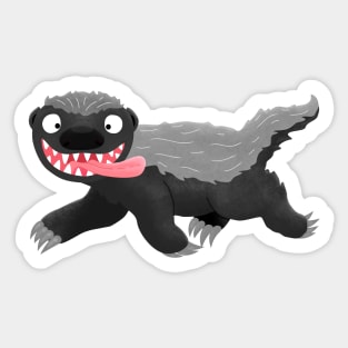 Funny hungry honey badger cartoon illustration Sticker